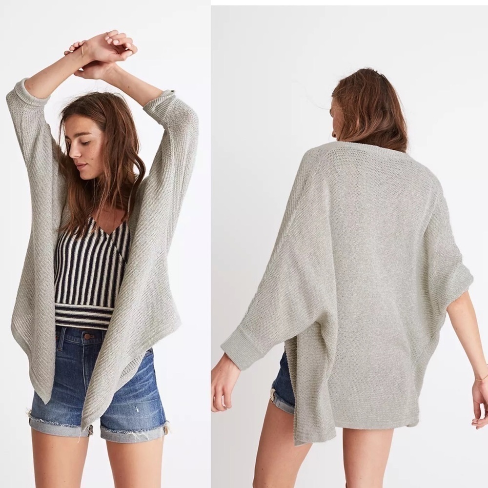 MADEWELL Seabank tan beige crochet Cardigan open drapey Sweater